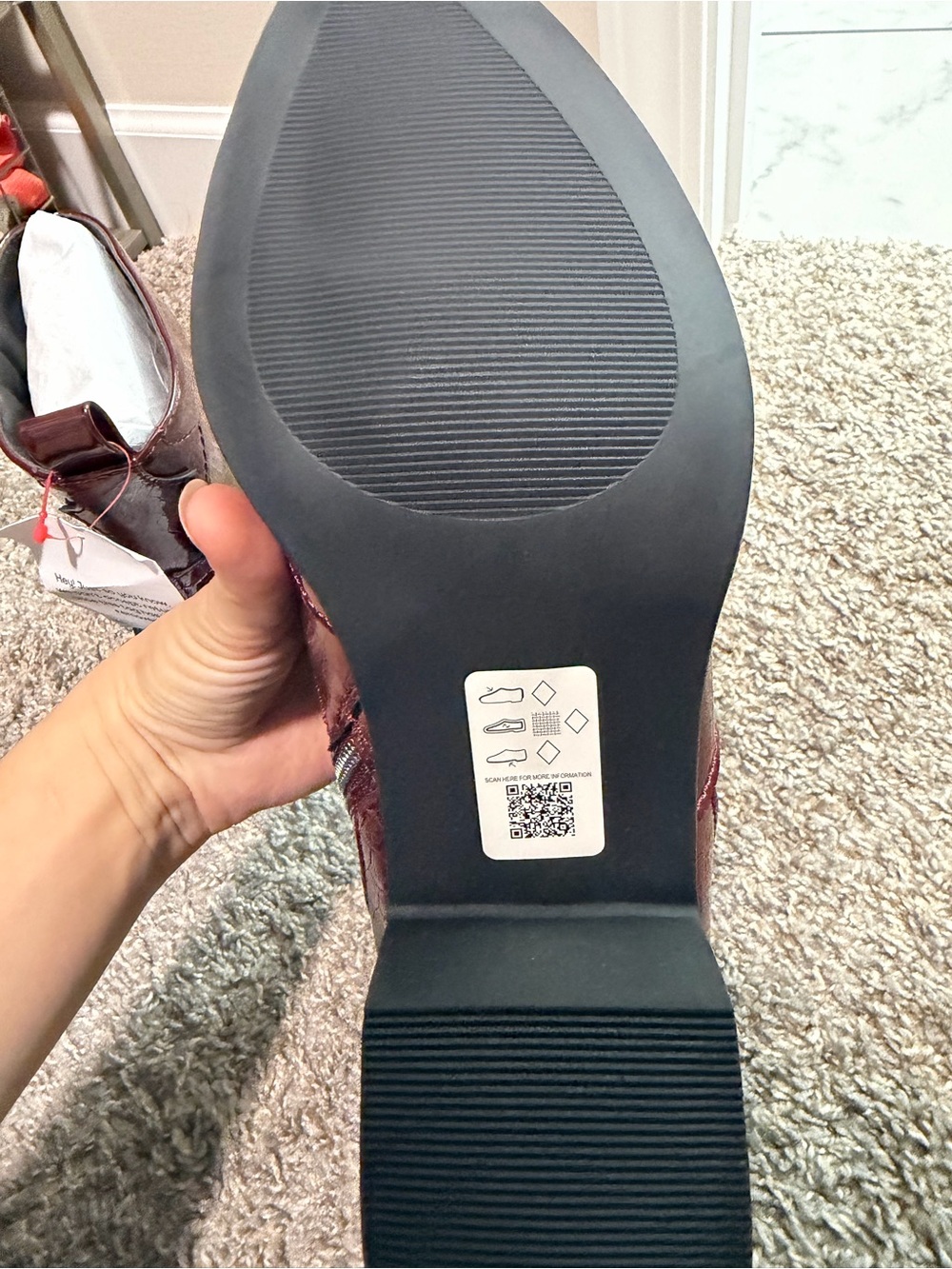 ASOS Burgundy Patent Western Ankle Boots - Picture 3 of 6